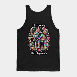 Vibrant Elephant Wearing a Whimsical Hat Tank Top